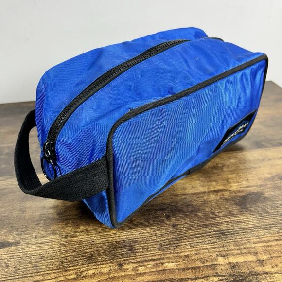 High Sierra Travel Dopp Kit Toiletry Bag Blue and Black Heavy Nylon Lined - Picture 3 of 11
